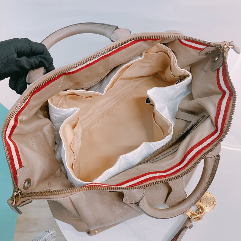 MS0557 Bally 巴利 三用 斜背 側背 手提 牛皮 大象灰 金扣 2-Ways Top Handle Bag Calfskin Grey x GHW-14
