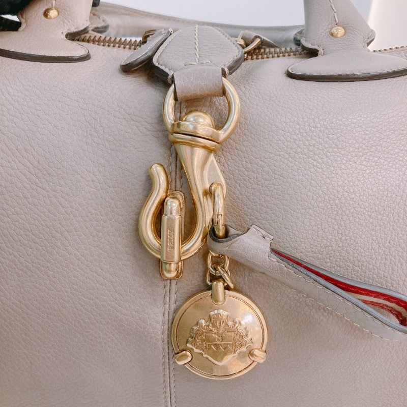 MS0557 Bally 巴利 三用 斜背 側背 手提 牛皮 大象灰 金扣 2-Ways Top Handle Bag Calfskin Grey x GHW-21