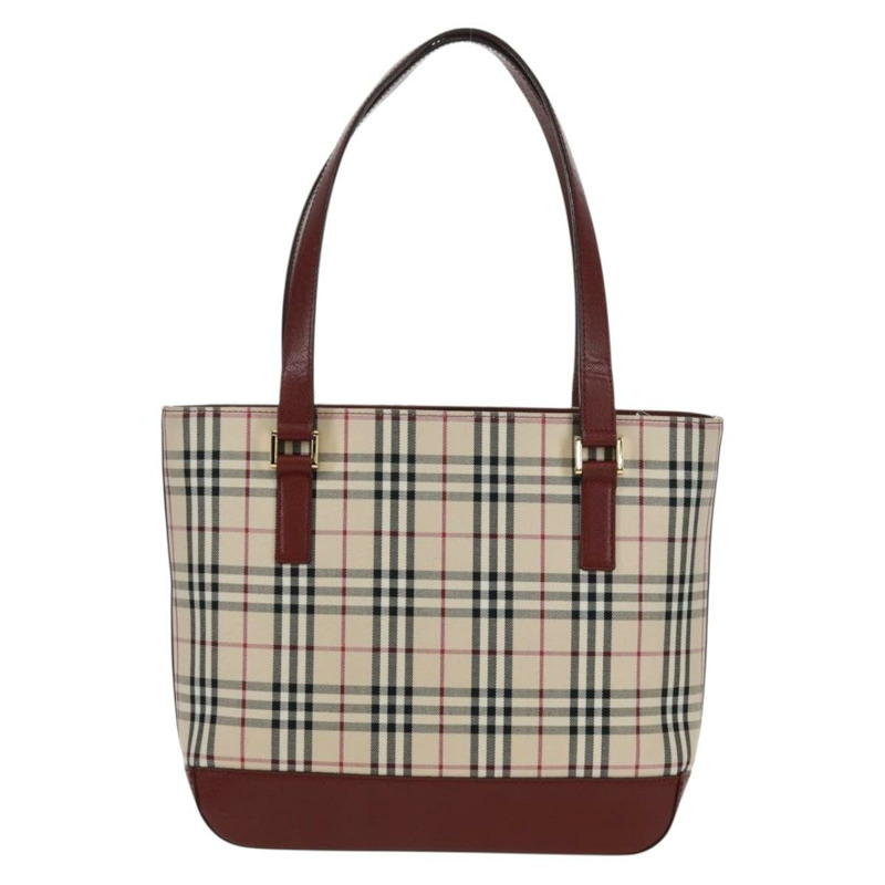 【日本直送】BURBERRY Nova 格紋單肩包帆布皮革米色紅色金色 Auth am10647V-1