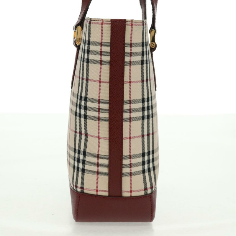 【日本直送】BURBERRY Nova 格紋單肩包帆布皮革米色紅色金色 Auth am10647V-2