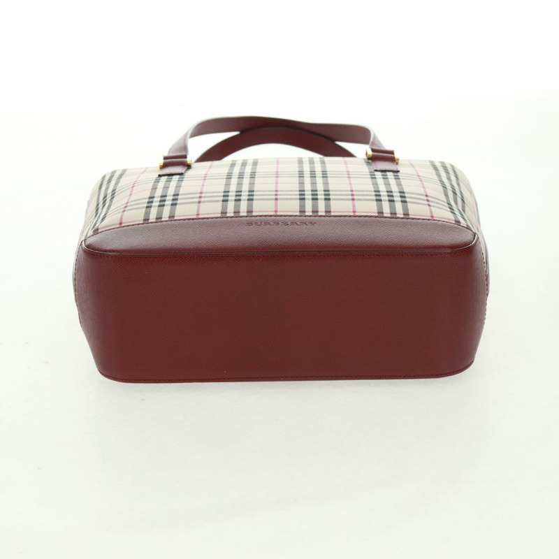 【日本直送】BURBERRY Nova 格紋單肩包帆布皮革米色紅色金色 Auth am10647V-4