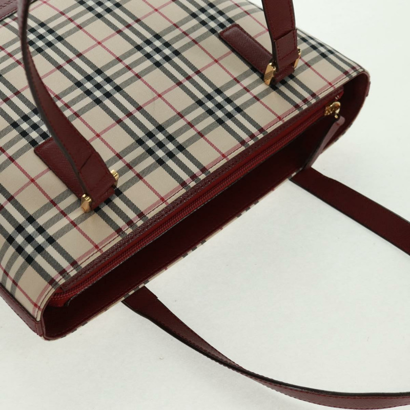 【日本直送】BURBERRY Nova 格紋單肩包帆布皮革米色紅色金色 Auth am10647V-5