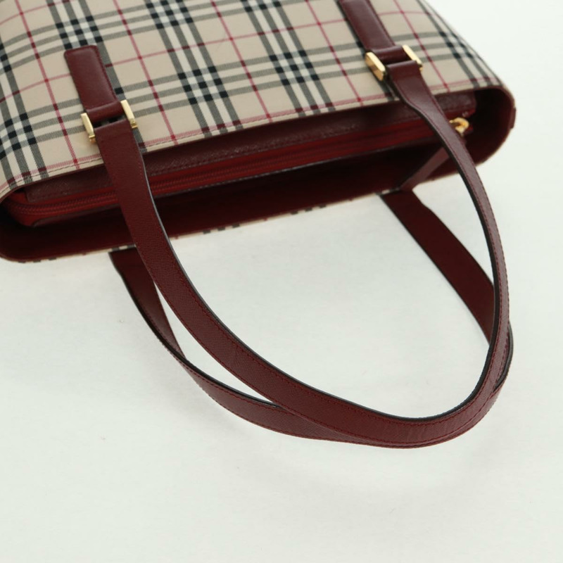 【日本直送】BURBERRY Nova 格紋單肩包帆布皮革米色紅色金色 Auth am10647V-6