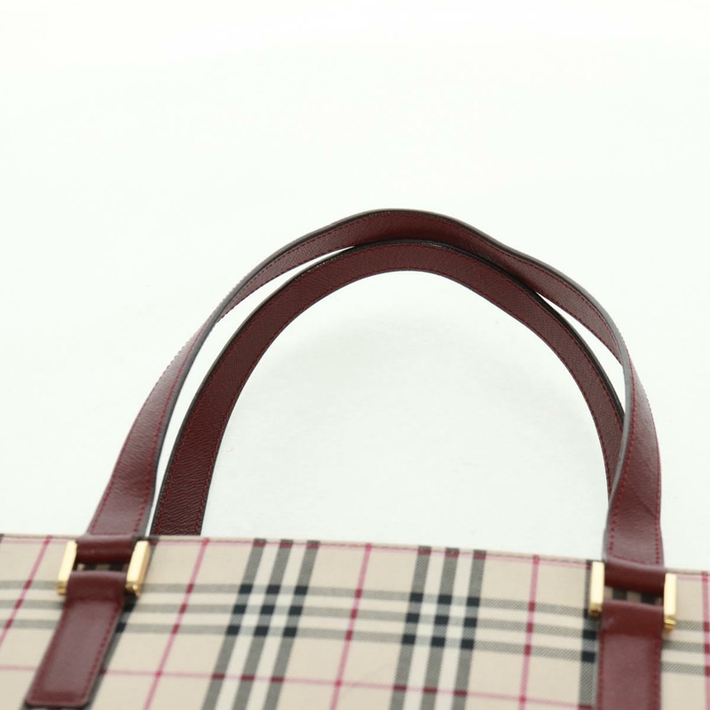 【日本直送】BURBERRY Nova 格紋單肩包帆布皮革米色紅色金色 Auth am10647V-7