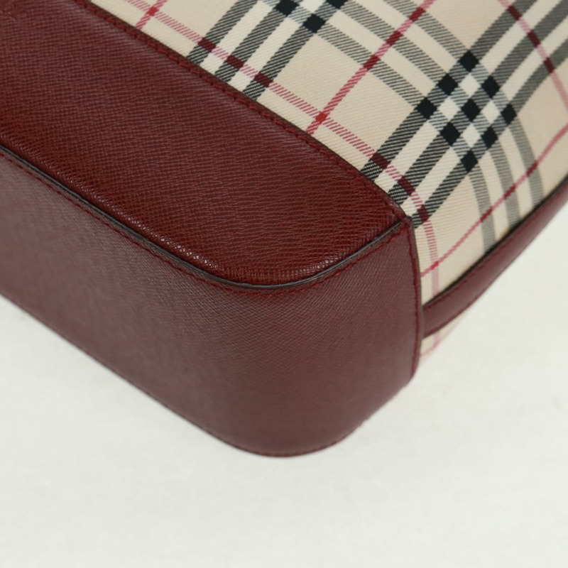 【日本直送】BURBERRY Nova 格紋單肩包帆布皮革米色紅色金色 Auth am10647V-13