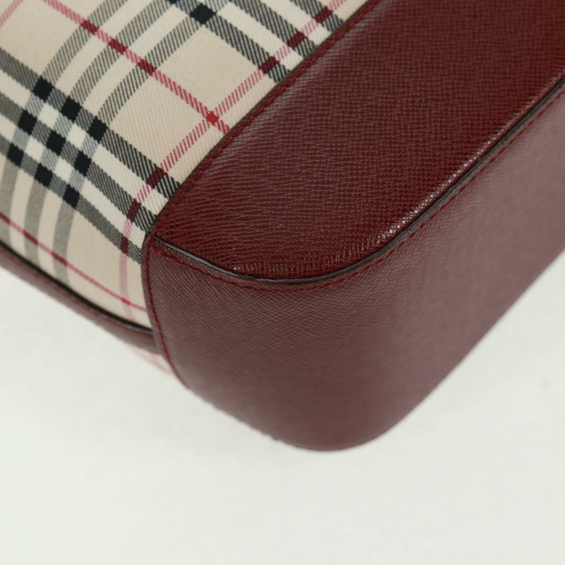 【日本直送】BURBERRY Nova 格紋單肩包帆布皮革米色紅色金色 Auth am10647V-14