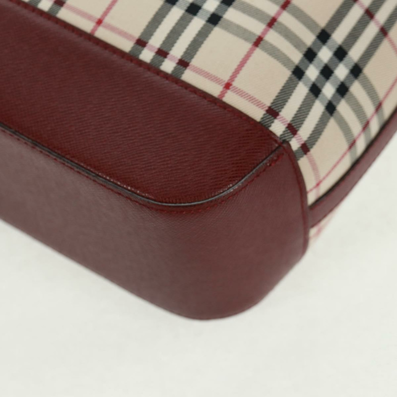 【日本直送】BURBERRY Nova 格紋單肩包帆布皮革米色紅色金色 Auth am10647V-15