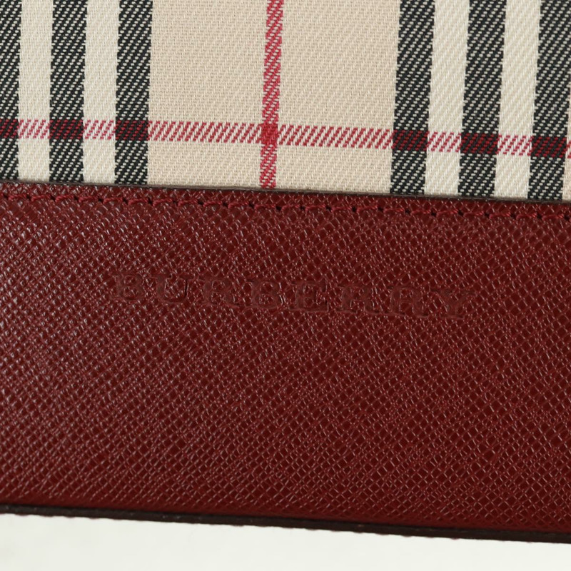 【日本直送】BURBERRY Nova 格紋單肩包帆布皮革米色紅色金色 Auth am10647V-16