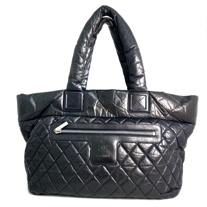 △ Chanel 香奈兒 Navy Lambskin Coco Cocoon Silver Tone Metal Tote Bag No.14 深藍色小羊皮銀色金屬托特袋No.14 - 257022484-1