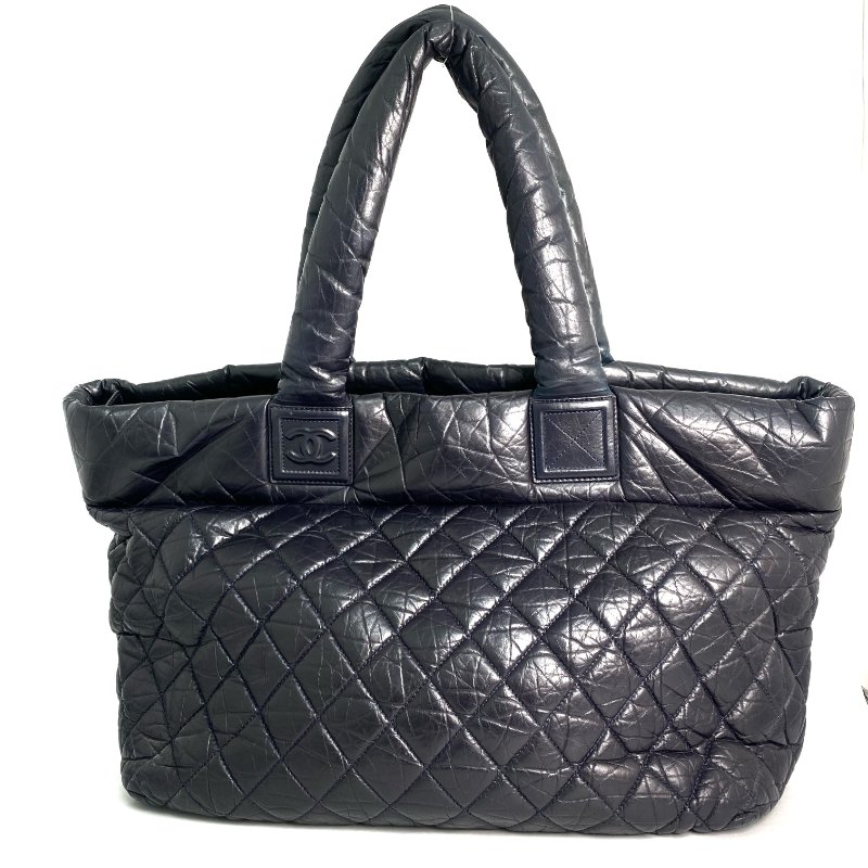 △ Chanel 香奈兒 Navy Lambskin Coco Cocoon Silver Tone Metal Tote Bag No.14 深藍色小羊皮銀色金屬托特袋No.14 - 257022484-2