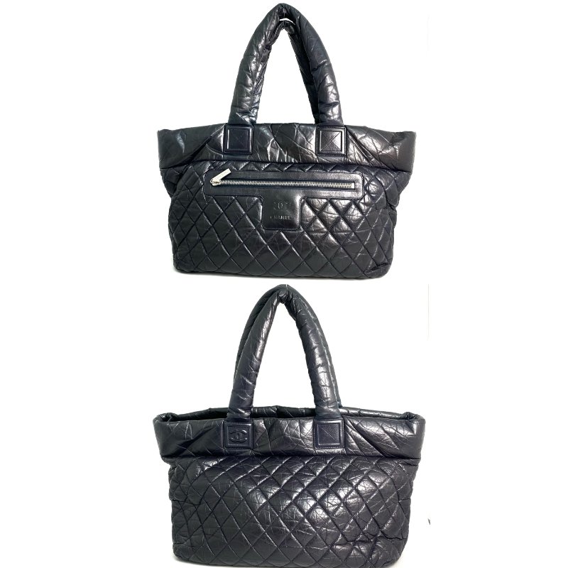 △ Chanel 香奈兒 Navy Lambskin Coco Cocoon Silver Tone Metal Tote Bag No.14 深藍色小羊皮銀色金屬托特袋No.14 - 257022484-3