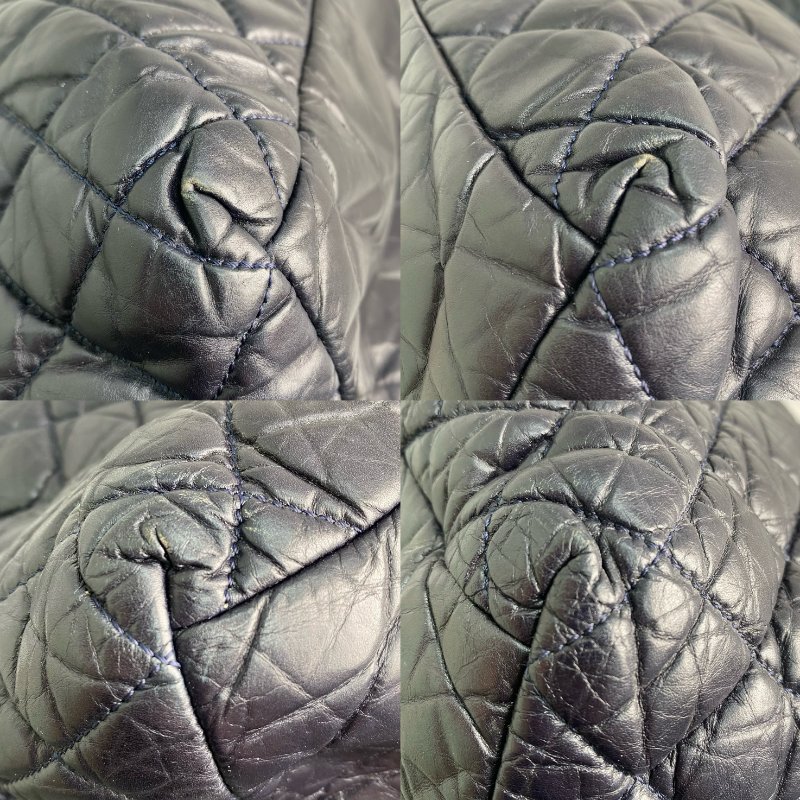 △ Chanel 香奈兒 Navy Lambskin Coco Cocoon Silver Tone Metal Tote Bag No.14 深藍色小羊皮銀色金屬托特袋No.14 - 257022484-5