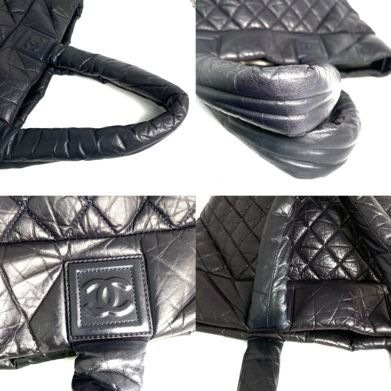 △ Chanel 香奈兒 Navy Lambskin Coco Cocoon Silver Tone Metal Tote Bag No.14 深藍色小羊皮銀色金屬托特袋No.14 - 257022484-6