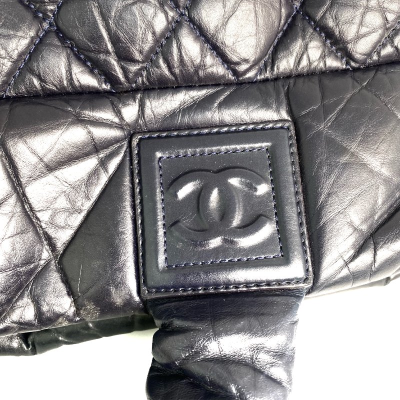 △ Chanel 香奈兒 Navy Lambskin Coco Cocoon Silver Tone Metal Tote Bag No.14 深藍色小羊皮銀色金屬托特袋No.14 - 257022484-19