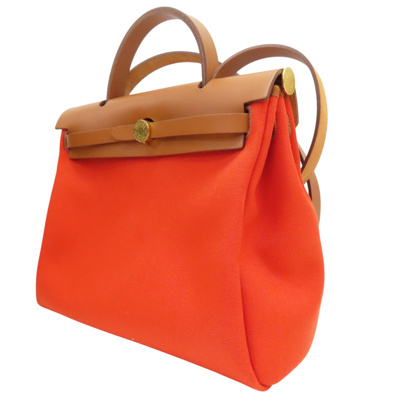 橘色 帆布 Herbag Zip 31 兩用包 U刻 金扣【HERMES 愛馬仕】-2