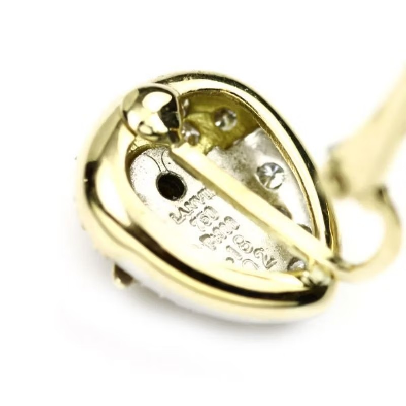 法國巴黎 LANVIN 18K金 Pt900鉑金 天然鑽石 草莓耳環-2