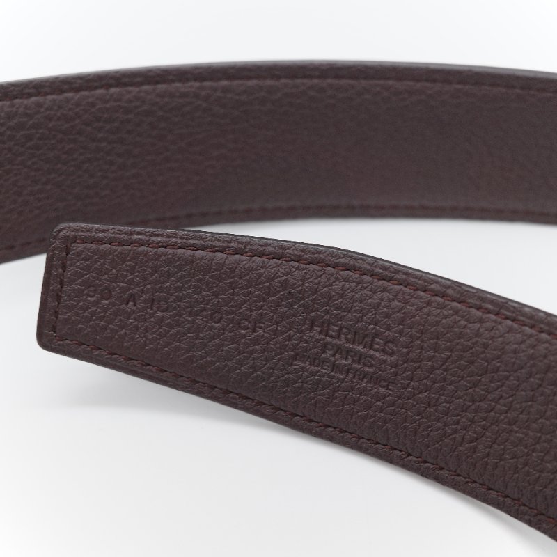 Hermès 愛馬仕 Touareg 手刻圖騰銀製 H 扣 32mm 雙面皮帶-5