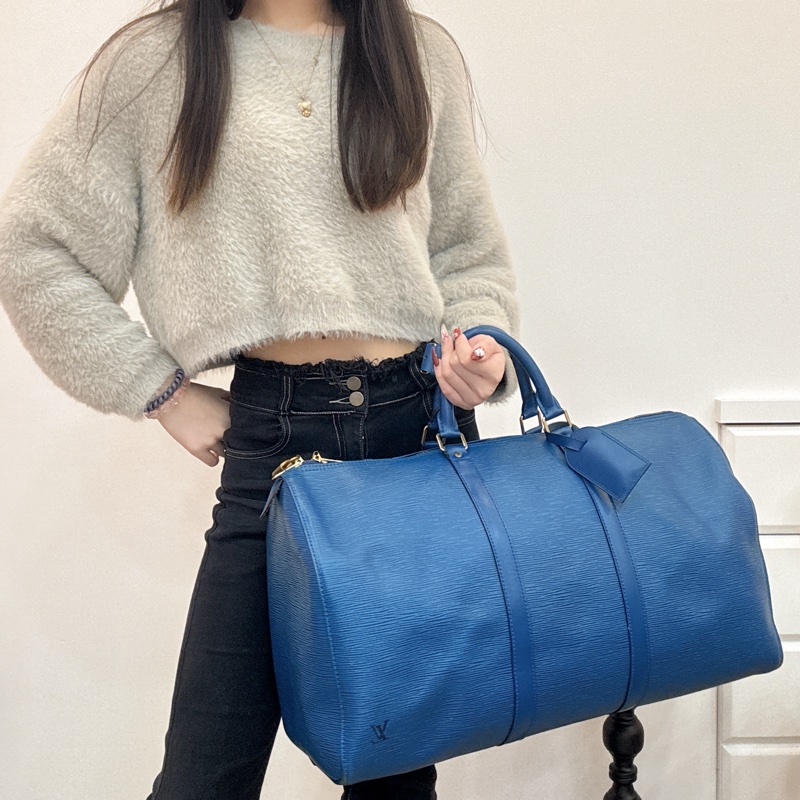 Louis Vuitton Keepall 50藍色旅行袋 Vintage 中古 二手 手提-3
