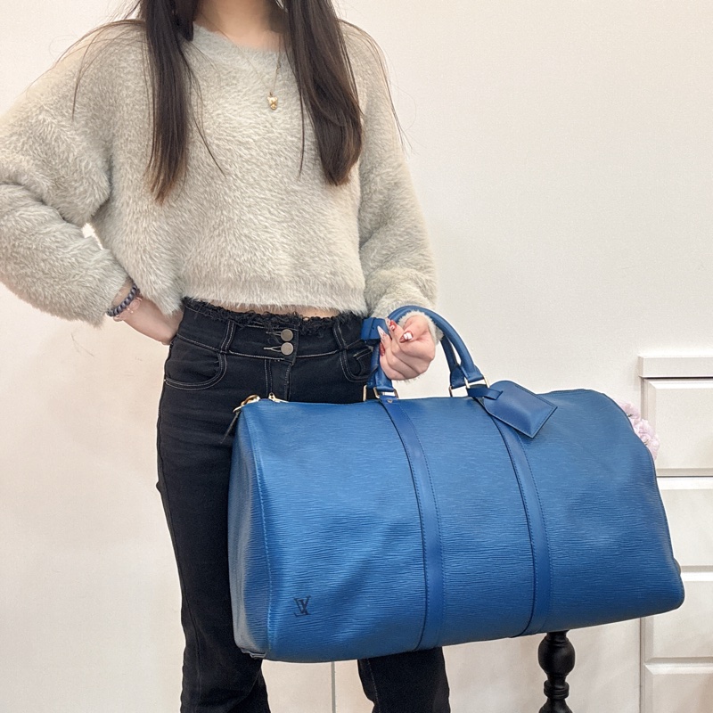 Louis Vuitton Keepall 50藍色旅行袋 Vintage 中古 二手 手提-5