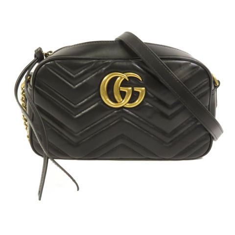 GUCCI 牛皮皮革GG Marmont Small金扣鏈帶肩背袋