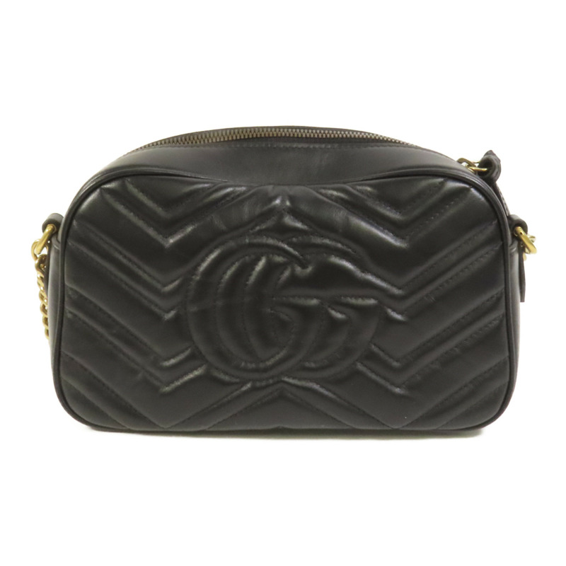 GUCCI 牛皮皮革GG Marmont Small金扣鏈帶肩背袋-1