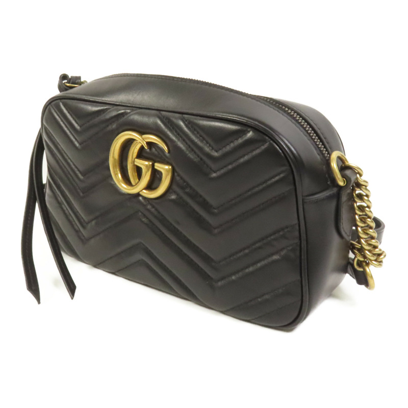 GUCCI 牛皮皮革GG Marmont Small金扣鏈帶肩背袋-2