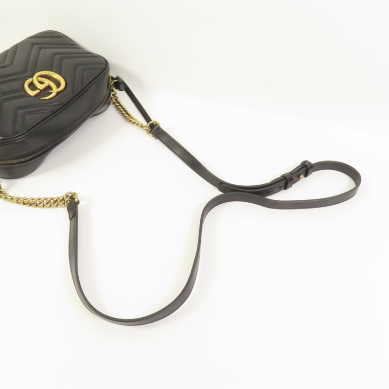 GUCCI 牛皮皮革GG Marmont Small金扣鏈帶肩背袋-4