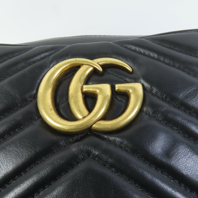 GUCCI 牛皮皮革GG Marmont Small金扣鏈帶肩背袋-5