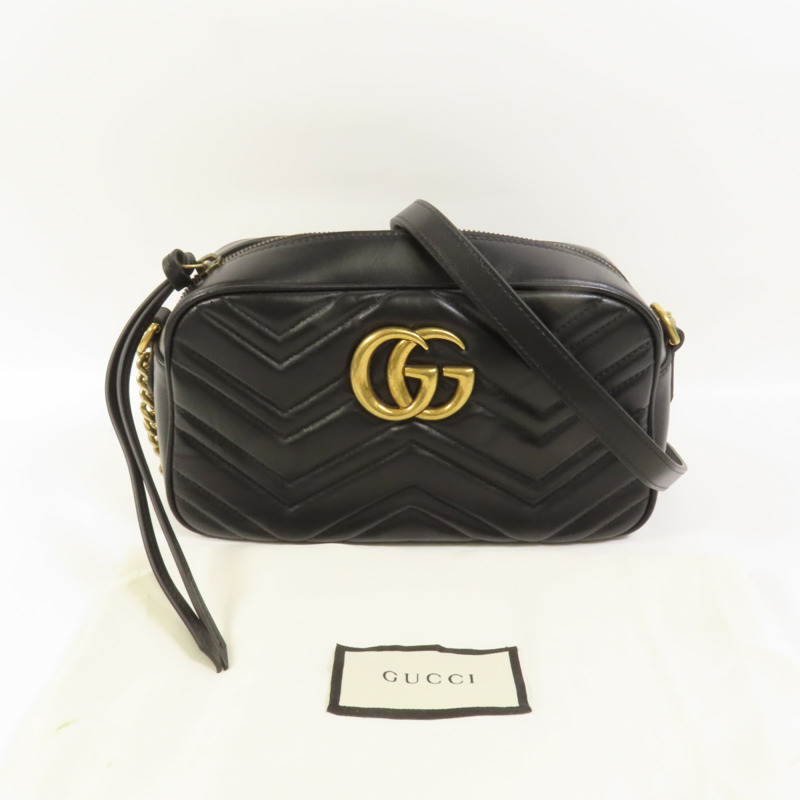 GUCCI 牛皮皮革GG Marmont Small金扣鏈帶肩背袋-10