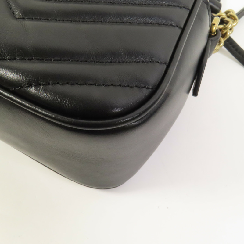 GUCCI 牛皮皮革GG Marmont Small金扣鏈帶肩背袋-13