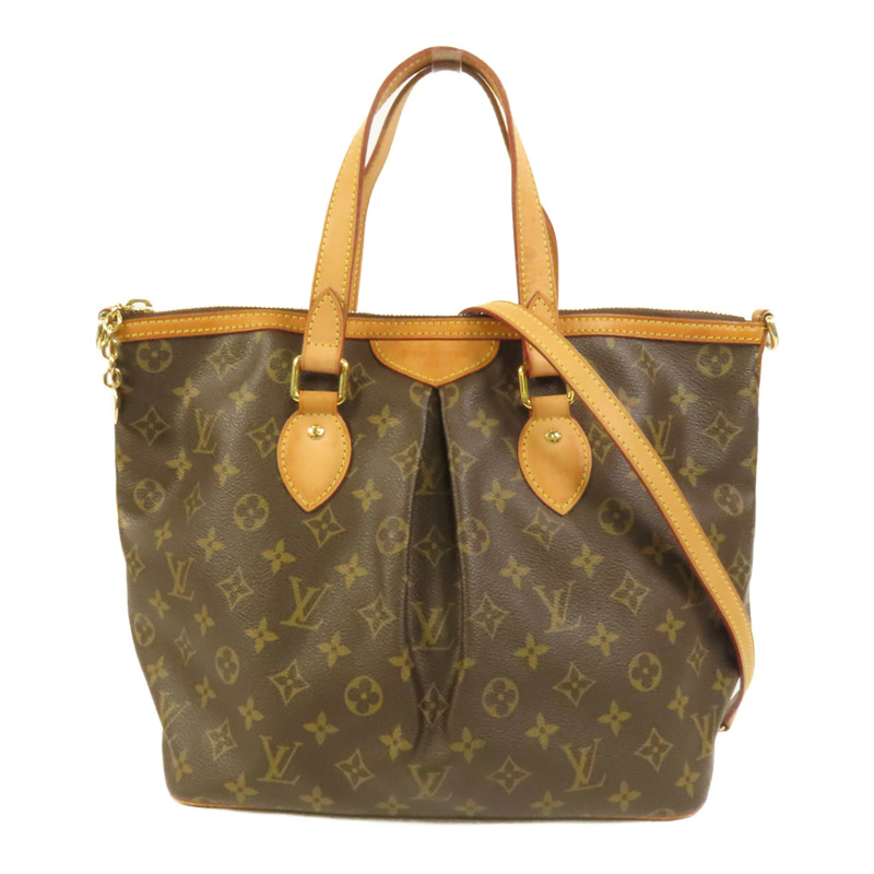 LOUIS VUITTON Monogram Palermo PM金扣手挽肩背兩用袋棕色-0