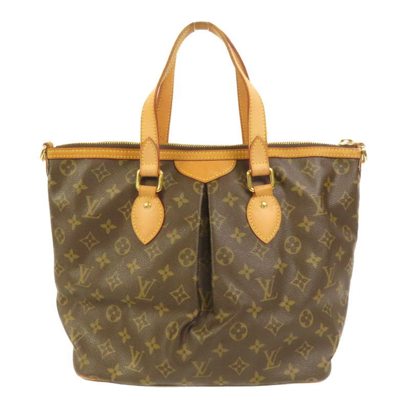 LOUIS VUITTON Monogram Palermo PM金扣手挽肩背兩用袋棕色-1