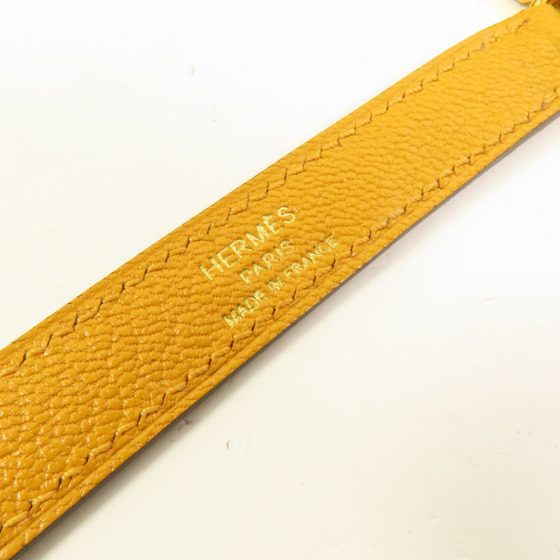 HERMES Chevre皮革Kelly 28金扣手挽肩背兩用袋Deep Blue/Jaune Ambre-7
