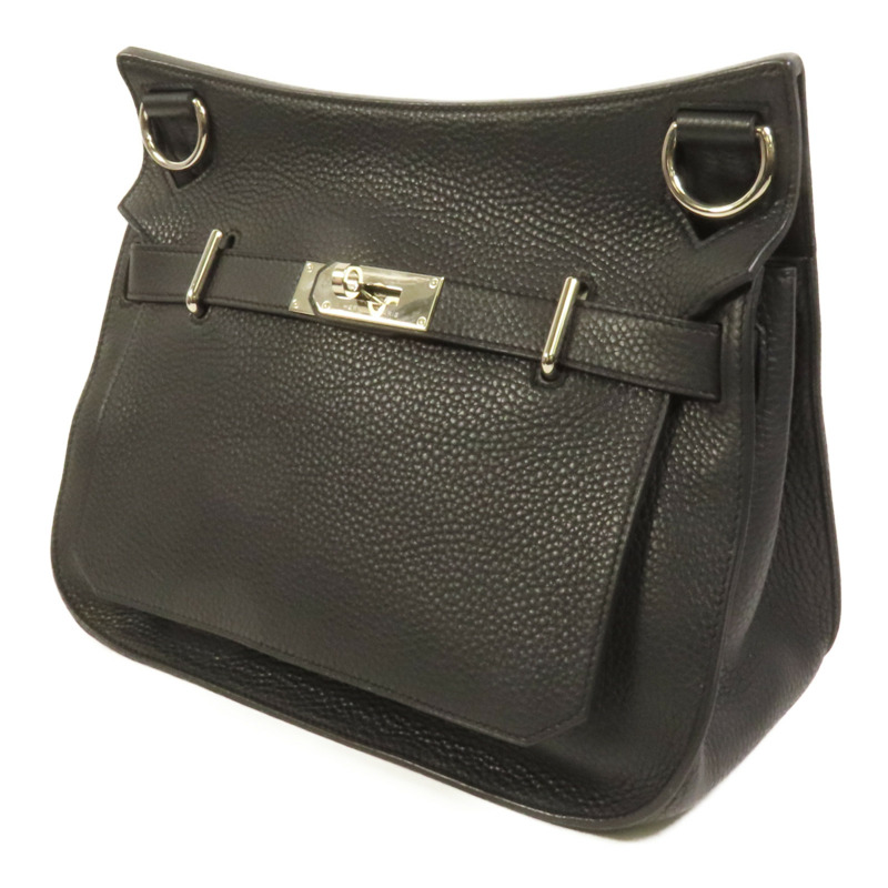 HERMES Clemence皮革Jypsiere 31銀扣肩背袋Noir-2