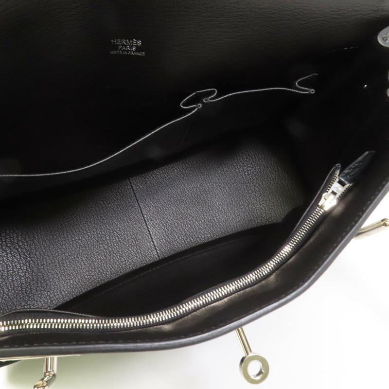 HERMES Clemence皮革Jypsiere 31銀扣肩背袋Noir-4