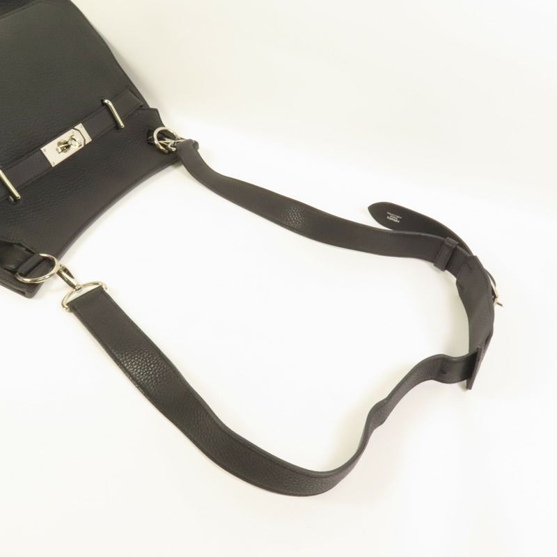 HERMES Clemence皮革Jypsiere 31銀扣肩背袋Noir-5