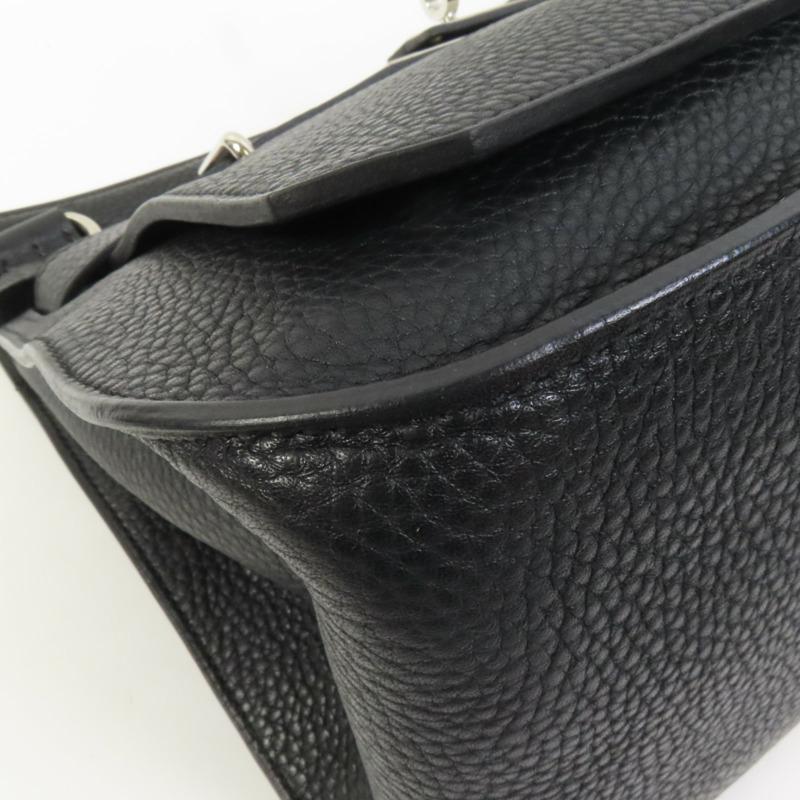 HERMES Clemence皮革Jypsiere 31銀扣肩背袋Noir-11