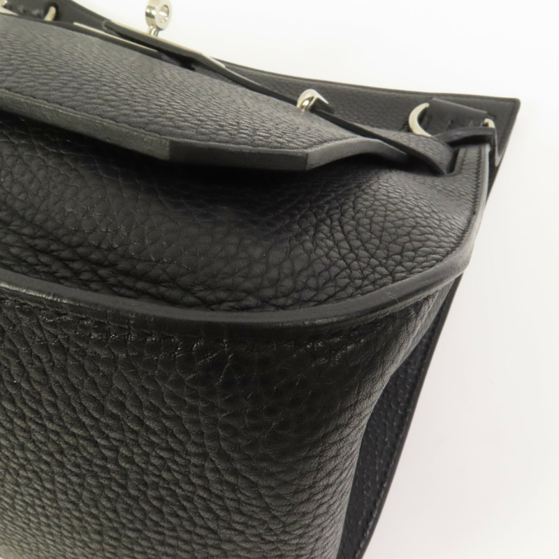 HERMES Clemence皮革Jypsiere 31銀扣肩背袋Noir-13