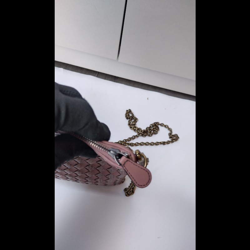 BV 粉紫皮編拚蛇皮鍊帶小包-10