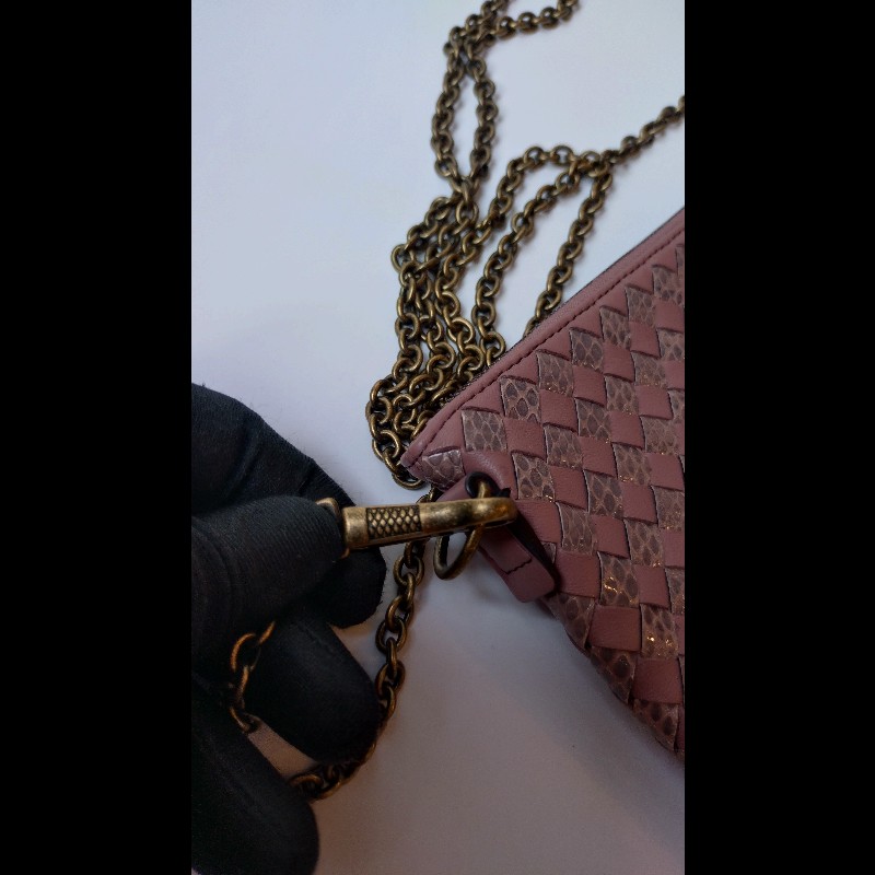 BV 粉紫皮編拚蛇皮鍊帶小包-20