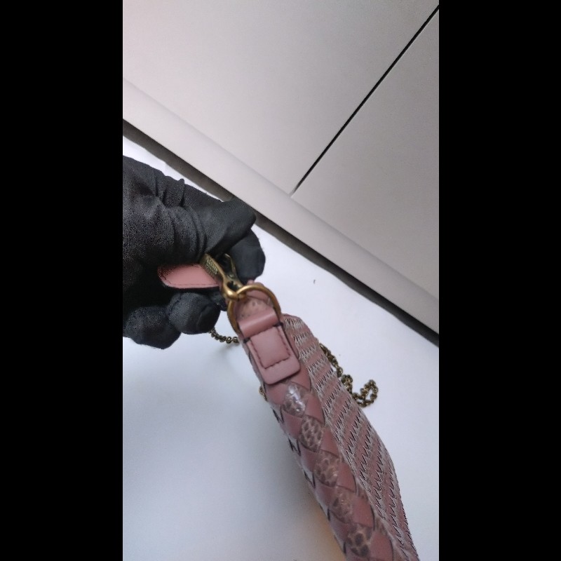 BV 粉紫皮編拚蛇皮鍊帶小包-22