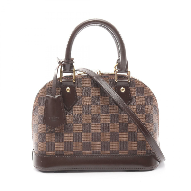 LOUIS VUITTON Alma BB 單肩斜背包手提包 N41221 Damier Ebene 帆布二手-0