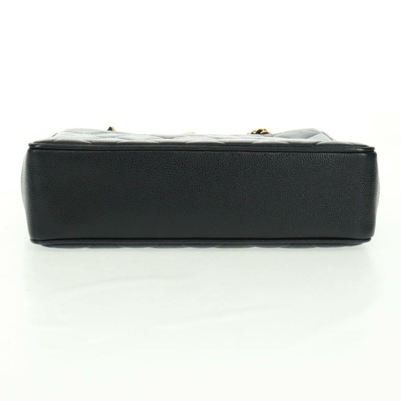 【日本直送】香奈兒 (CHANEL) 菱格紋鏈條肩背包，魚子醬紋皮革，黑色，金色雙C標誌，正品編號 165470V-4