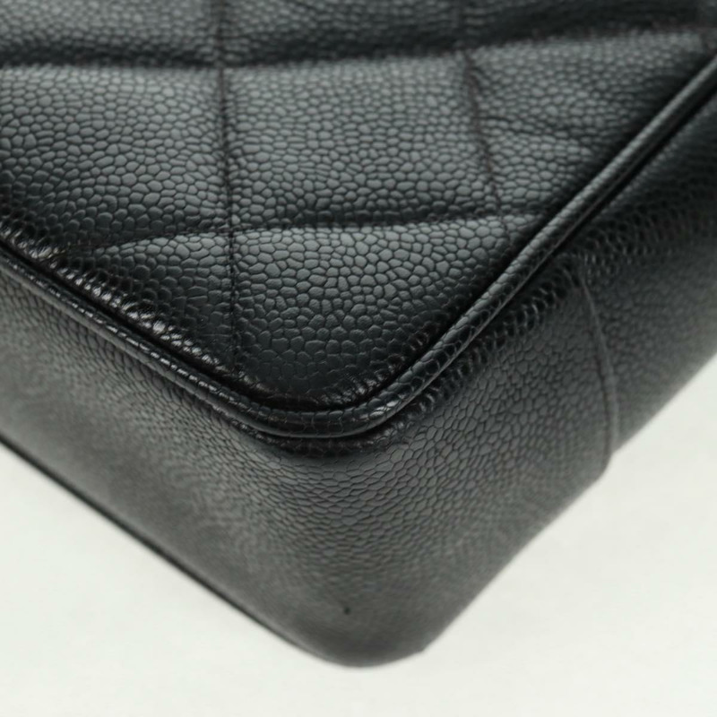 【日本直送】香奈兒 (CHANEL) 菱格紋鏈條肩背包，魚子醬紋皮革，黑色，金色雙C標誌，正品編號 165470V-16