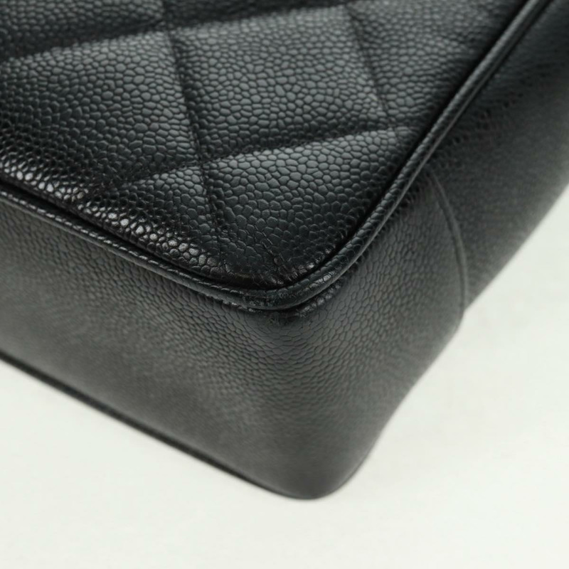 【日本直送】香奈兒 (CHANEL) 菱格紋鏈條肩背包，魚子醬紋皮革，黑色，金色雙C標誌，正品編號 165470V-18