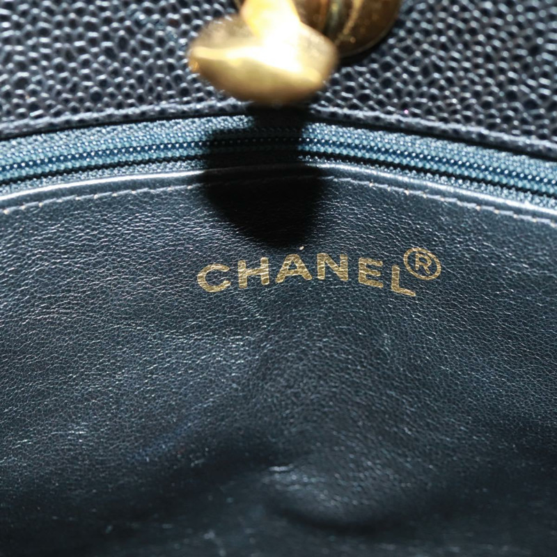 【日本直送】香奈兒 (CHANEL) 菱格紋鏈條肩背包，魚子醬紋皮革，黑色，金色雙C標誌，正品編號 165470V-21