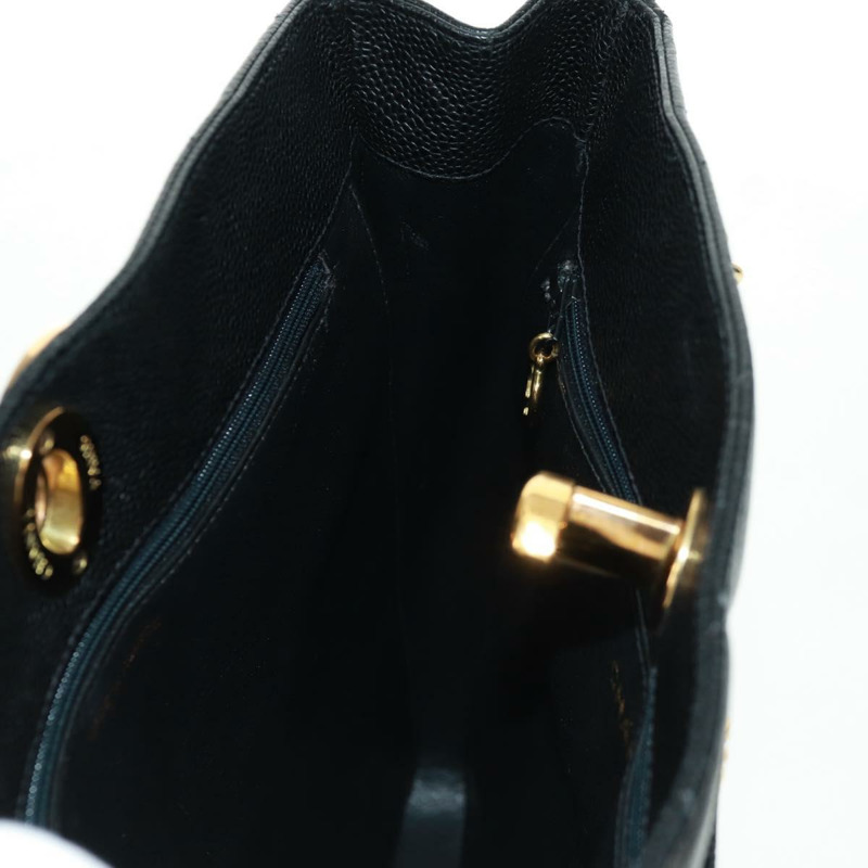 【日本直送】香奈兒 (CHANEL) 菱格紋鏈條肩背包，魚子醬紋皮革，黑色，金色雙C標誌，正品編號 165470V-23