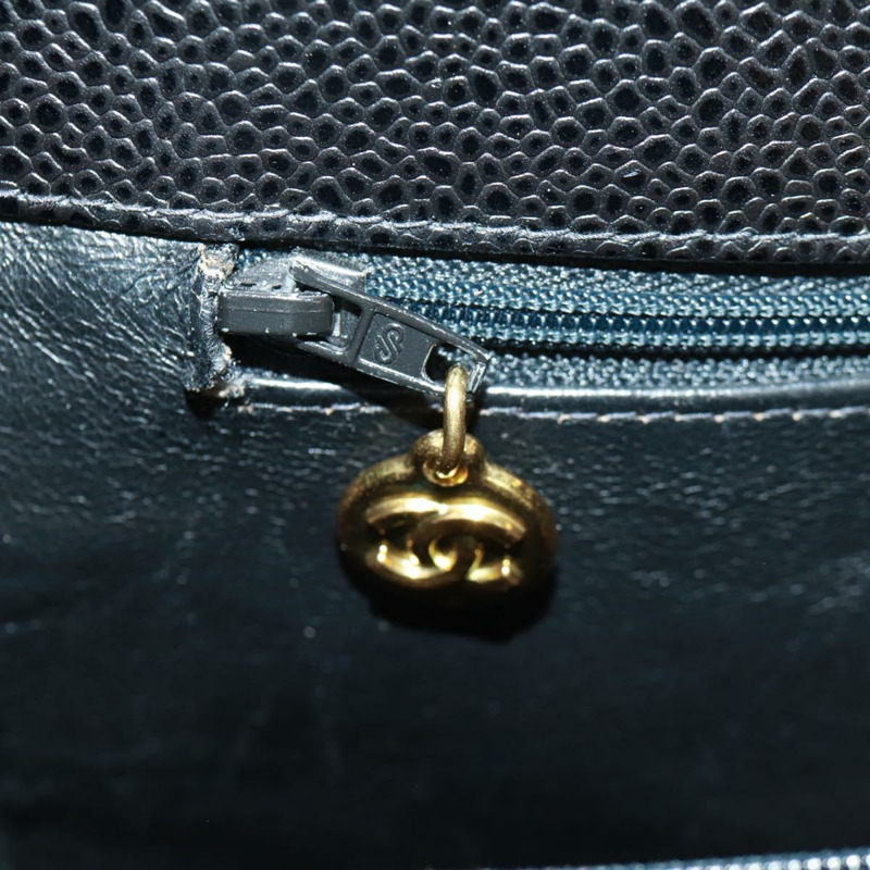 【日本直送】香奈兒 (CHANEL) 菱格紋鏈條肩背包，魚子醬紋皮革，黑色，金色雙C標誌，正品編號 165470V-25