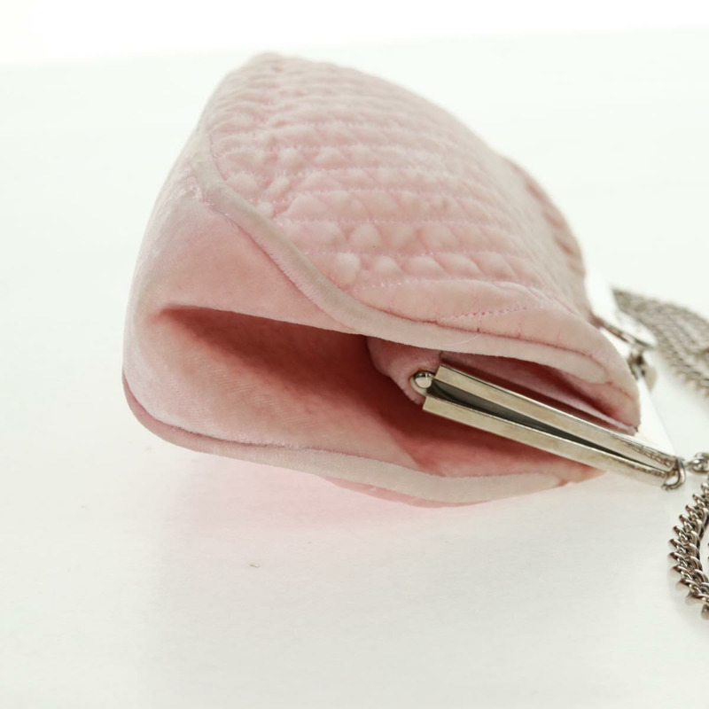 【日本直送】香奈兒 (CHANEL) 絎縫鏈條肩背包 絲絨粉紅色 銀色 CC 標誌 Auth 165897V-3