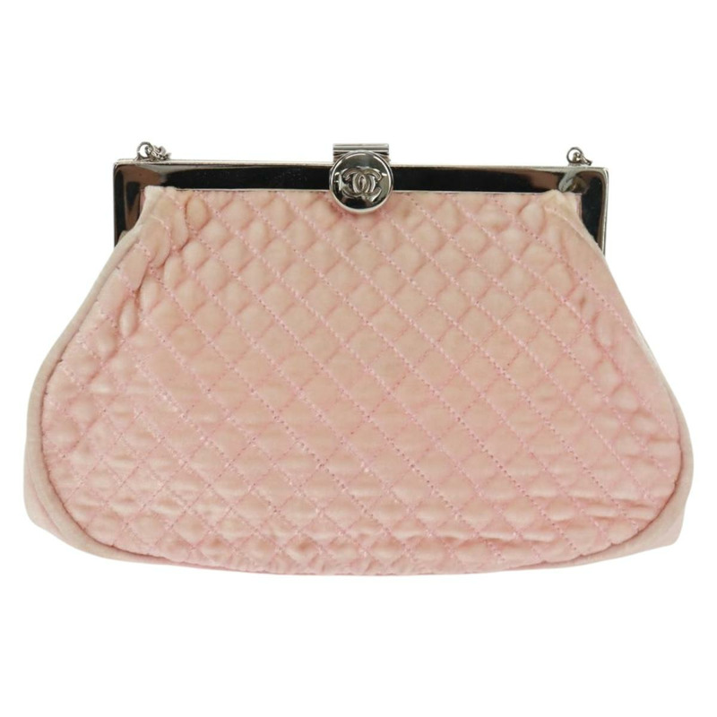 【日本直送】香奈兒 (CHANEL) 絎縫鏈條肩背包 絲絨粉紅色 銀色 CC 標誌 Auth 165897V-12